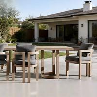 Luxuriöses Massives Teakholz Garten-Essgruppe mit Kissen für Private Villen, Strandresorts und Restaurantbereiche