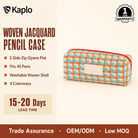 Étui à crayons tissé jacquard grande capacité pour 45 crayons, fermeture éclair sur 3 côtés, s'ouvre à plat et se tient debout, pochette à crayons lavable pour l'école et le bureau