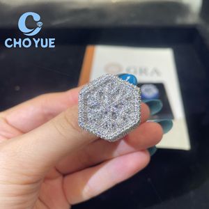 hot sale 925 Sterling <b>Silver</b> Custom VVS Moissanite Snowflake <b>Ring</b> Ice Out Eternity Band Hip Hop <b>for</b> <b>Men</b> Pass Diamond Tester GRA - Product Image 1