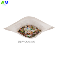 Stock de sacs recyclables en papier kraft brun Doypack pochette fenêtre sulfurisée pour sucre thé emballage d'aliments pour animaux de compagnie pour sérigraphie Logo