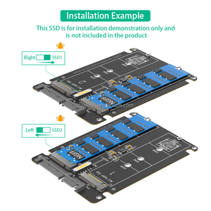 Adaptateur double NGFF M.<span class=keywords><strong>2</strong></span> B Key SSD vers SATA III <span class=keywords><strong>2</strong></span>,5 pouces avec boîtier en plastique noir - Product Image 4