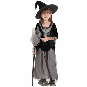 Disfraz de Bruja para Niñas, Traje de Bruja del Bosque Malvado para Halloween, Vestido de Bruja con Telaraña Brillante, Disfraz de Mago para Fiesta con Sombrero - Product Image 4