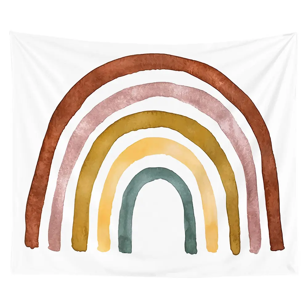 Rainbow Print Kids Nursery Cute Wall Hanging Tapestry for Baby Care Room