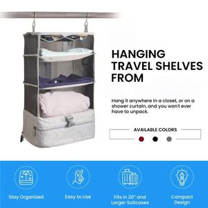 Portable Expandable Hanging Shelves Wardrobe Organizer Carry-On Closet for <b>Clothes</b> Packing Cube 45L Capacity Foldable Design - Product Image 3