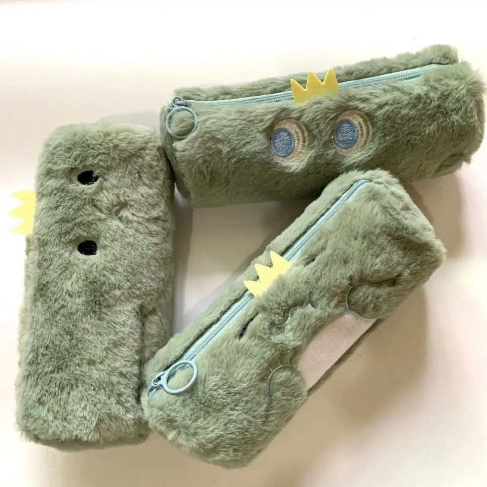 Kids Children Student Cartoon Dinosaur Animal Stationery Plush School Cute Pencil Pouch Bags Case for Girl