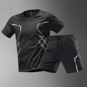 Conjunto Deportivo de Seda de Hielo para Hombre, Camiseta de Secado Rápido para Correr, Shorts, Ropa de Fitness de Verano, Equipamiento para Entrenamiento de Fútbol - Product Image 2