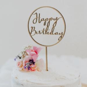 Buon compleanno torta Topper in legno festa di compleanno torta forniture per donne uomini buon compleanno segno per torta foto oggetti di scena - Product Image 2