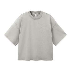2025SS Boxy manches courtes 270GSM coton lavé, Streetwear euro-américain vintage - Product Image 1