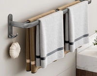 Porte-serviettes pliable de style classique, porte-serviettes pliable en acier inoxydable pour salle de bain avec étagère