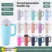 Gobelet en acier inoxydable de 40 oz avec logo personnalisé avec poignée et paille Tasse d'extérieur de 40 oz au design moderne pour le voyage