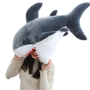 大毛绒鲨鱼枕头家用毛绒动物鲨鱼靠垫枕头儿童生日礼物