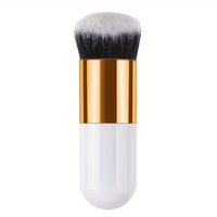 Pinceau de fond de teint Kabuki, poils denses en capsule, manche blanc doré pour fond de teint liquide ou crème, marque privée