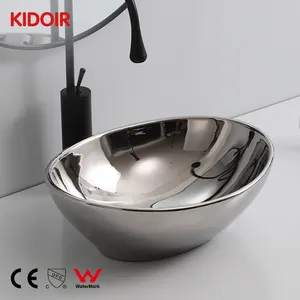 Kidoir Wholesale Ceramic Golden Silver Art Wash Hand Basin Price Sink Bathroom Gold Lavabo Wash Basin