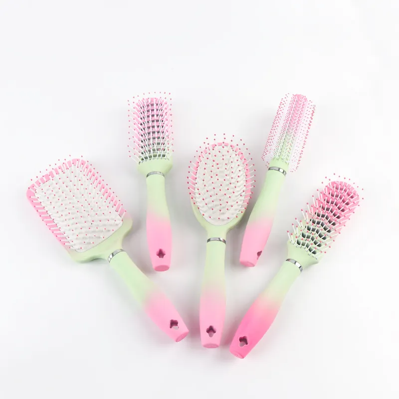 Comb Set Cute Brush Hair Logo With Gradient Color Rubber Coating