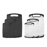 Ensemble de 3 planches à découper en plastique noir et blanc avec texture marbrée, ensemble de planches à découper pour la cuisine