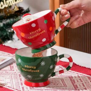 Custom Stainless Steel Christmas Ceramic <b>Mug</b> Color Box Gift Box <b>Cute</b> Santa Reindeer Cartoon Breakfast Coffee Cup Corporate - Product Image 3
