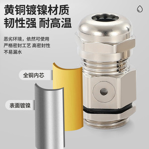 Brass <b>Cable</b> Gland Pg10 10-20mm Ip68 Waterproof Connector With Nut Tightening For Low Voltage Wiring - Product Image 1