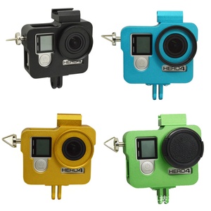 Boîtier de protection en alliage d'aluminium pour caméra d'action <span class=keywords><strong>GoPro</strong></span> <span class=keywords><strong>Hero</strong></span> <span class=keywords><strong>4</strong></span> 3+ 3 avec capuchon d'objectif et sangle de poignet - Product Image 1