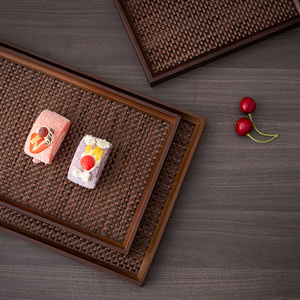 Plateau à manger <span class=keywords><strong>rectangulaire</strong></span> en bois de bambou avec plateau à thé zen poli au <span class=keywords><strong>design</strong></span> japonais - Product Image 5