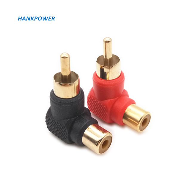 90 Degree Gold Plated RCA Male to Female Adapter L Shape Audio RCA Connector