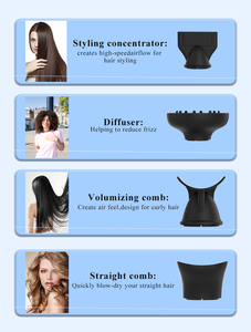 Sèche-cheveux sans brosse ionique pliable léger chaud et froid avec accessoires de diffuseur Sèche-cheveux - Product Image 5