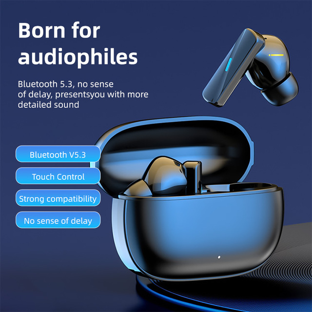 TWS In-Ear Earbuds True Wireless 5.3 IP5 Waterproof 13mm Speaker Type-C Charging 5 Hours Playtime Hi-Fi Sound Charging Case