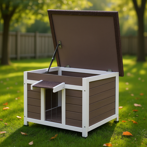 Refugio de madera para gatos salvajes con techo, puertas abatibles y ventana, casa para mascotas. - Product Image 2