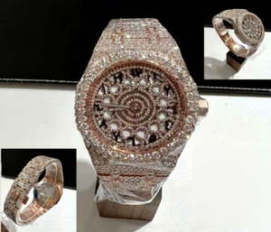 Iced Moissanite Diamond <b>Watch</b> Hip Hop Luxury Stainless Steel Moissanite Band Glass Dial 10 Bar Water Resistant <b>Case</b> Bracelet - Product Image 1