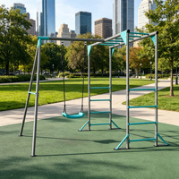 Ensemble de balançoires en métal d'extérieur avec barres de grimpe et échelle d'escalade pour enfants, pour aire de jeux dans la cour