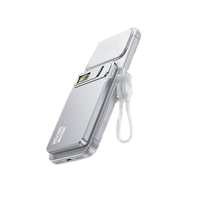 Banque d'alimentation magnétique à écran TFT 5000 mAh 20W à charge rapide, ultra-mince bleu glace pour voyage et bureau, recharge de téléphone LC1