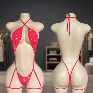 Conjuntos de Ropa de Club W.E. Performance para Mujer, Tangas Sexys con Pedrería para Baile de Salón, Atuendo de Stripper - Product Image 3