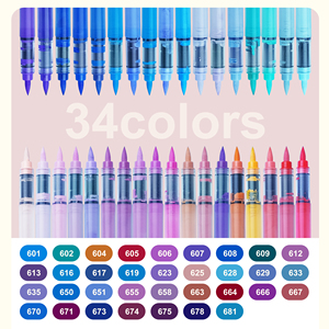 아트 <span class=keywords><strong>DIY</strong></span> 수성 드로잉 펜 용 아크릴 소프트 팁 마커 오일 기반 착색 직선 액체 테스트 - Product Image 4