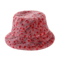 Chapeau Bob en Peluche Douce à Imprimé Floral pour Enfants, Chaud Automne-Hiver, à Large Bord, Motif Fleur Vintage, pour Voyage et Activités de Plein Air