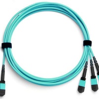 Mpo 48 96 144 kabel patch MTP, lintas MM OM3 OM4 50/125 LSZH tipe hilang rendah serat optik MPO/MTP