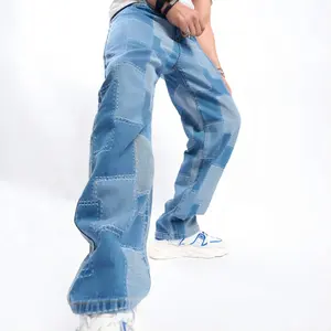 Fábrica personalizada algodão/spandex novo estilo denim pant coreano folgado denim jeans homens