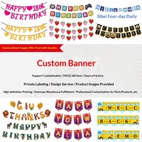 Décorations de fête : Bannières, guirlandes, lettres d'anniversaire, d'Halloween et de Noël, drapeaux suspendus en papier style queue de poisson pour la saison des diplômes