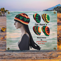 Venta al por mayor Reggae Crochet Jamaican Rasta Beanie Hat con Dreads Dreadlock Long Black Wig Hair