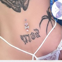 Goutte d'eau zircon Anneau de ventre mode Bijoux en acier inoxydable Arc Diamant réglage Nombril goujon unisexe Piercing bijoux