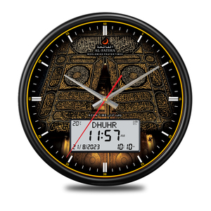 360 Wall Makkah <strong>Clock</strong> Ka'aba Kiswa with Analog Digital <strong>Synced</strong> LCD Display Athan Multiple Adhan Sound Muslim Masjid Azan <strong>Clock</strong> - Product Image 6