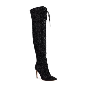 Bottes hautes à paillettes extra larges, talons aiguilles, nouvelles arrivées printemps - Product Image 3