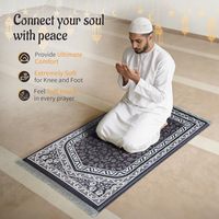 Tapis de prière musulman, tapis de prière 2-en-1 lavable en machine avec housse amovible, mousse épaisse rembourrée Janamaz Sajadah