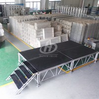 Plateforme de scène DJ portable 4x4 pieds, forme carrée, en alliage d'aluminium et contreplaqué, structure de scène et treillis d'éclairage pour événements extérieurs et concerts