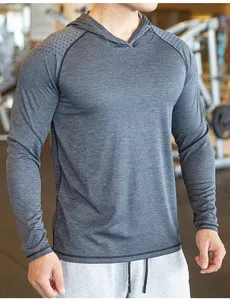 Wholesale Sports Wear Quick Dry Men Running Hoodies Men Gym Wear Fitness Clothing Hoodie Training Men Long Sleeve