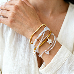 Conjunto de Joias de Mão Elásticas Bohemia para Mulheres com Pérolas e Cristais CCB - Product Image 6
