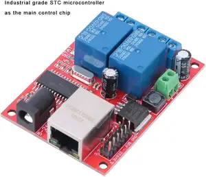 โมดูลควบคุมอีเทอร์เน็ต LAN,โมดูลควบคุม TCP/UDP พร้อมสวิตช์รีเลย์บอร์ด2ทาง DC(5-24V) สำหรับเปลี่ยน