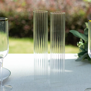 Vente en gros de couvercle de cylindre de <span class=keywords><strong>bougie</strong></span> en verre transparent nervuré à extrémité ouverte résistant à la chaleur couvercle de tube d'ombre de cheminée transparent - Product Image 5