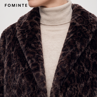 Veste de luxe en fausse fourrure marron imprimé léopard, manteau d'hiver chaud et doux en peluche, col large, style décontracté, vêtement d'extérieur tendance, vente en gros OEM