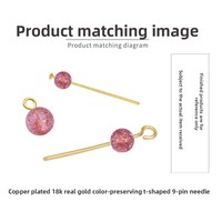 Épingles à tête en laiton plaqué or véritable 18 carats, épingles à œil, épingles en T, épingles en forme de 9, en vrac, inaltérables, pour la fabrication de bijoux DIY