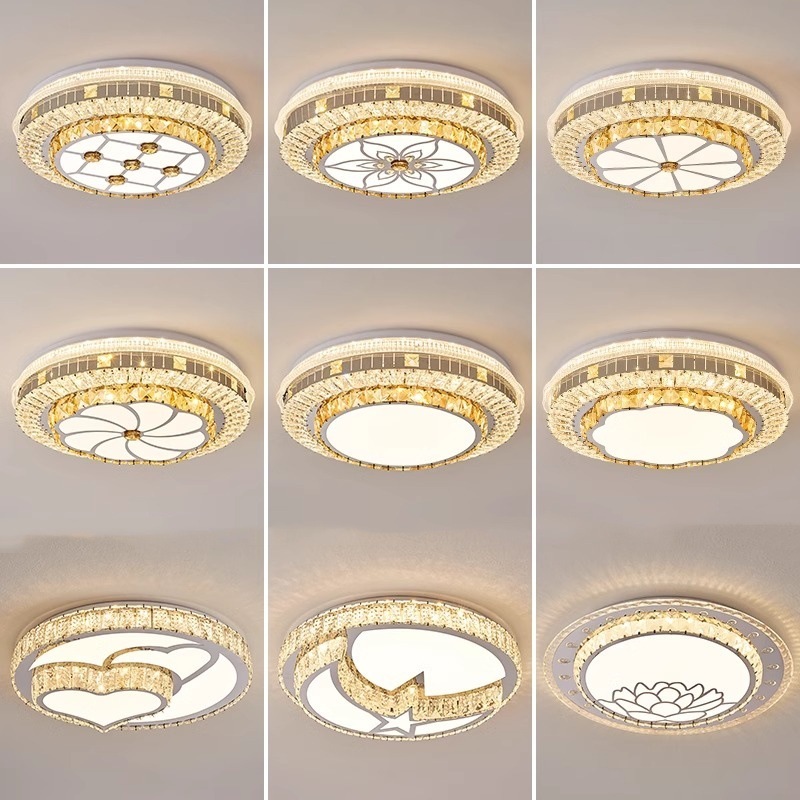 Round Crystal Ceiling Light Living Room Bedroom Hotel Modern K9 Crystal Ceiling Lamp Simple Household