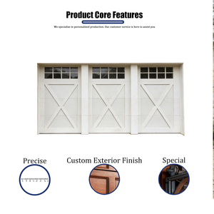 MAMDAVISION Porte de <span class=keywords><strong>garage</strong></span> extérieure en alliage d'aluminium à grain de bois, avec transom en treillis, styles d'ouverture multiples, télécommande, personnalisable - Product Image 4